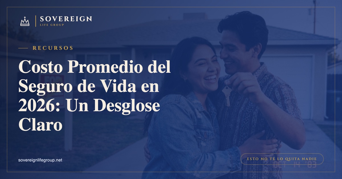 Una familia joven en casa revisando juntos el costo promedio del seguro de vida y una prima mensual