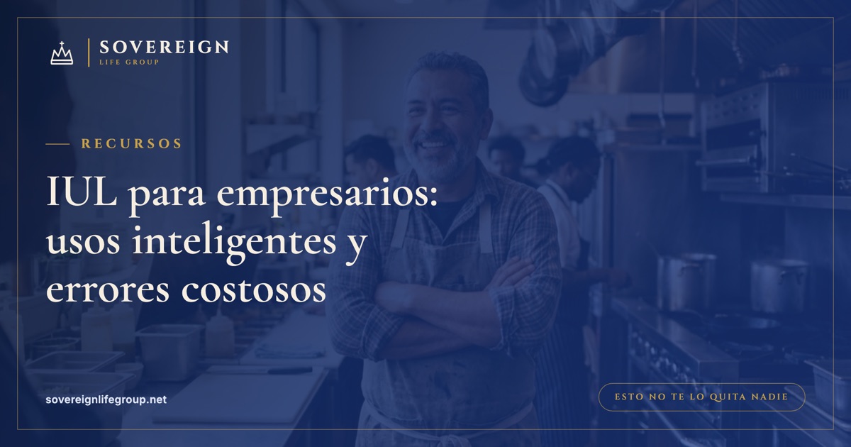 Un pequeño empresario revisa una estrategia de IUL para empresarios en su laptop, sopesando la cobertura de persona clave y el valor en efectivo