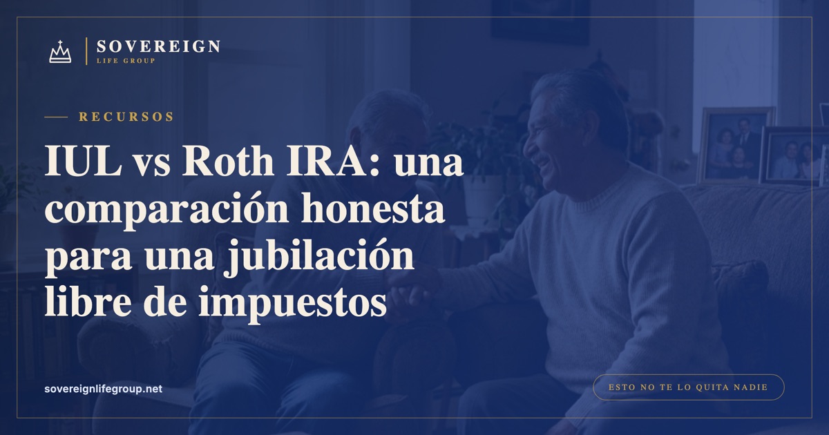 Una pareja en la mesa de la cocina comparando las opciones de IUL vs Roth IRA para una jubilación libre de impuestos