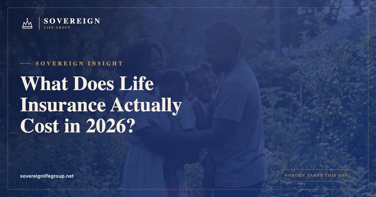 A young family at home reviewing the average cost of life insurance and a monthly premium together