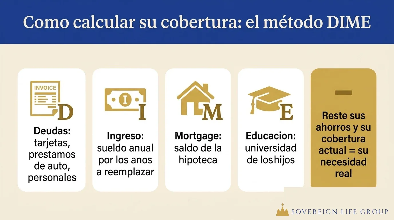 Diagrama del metodo DIME para calcular cuanto seguro de vida necesito