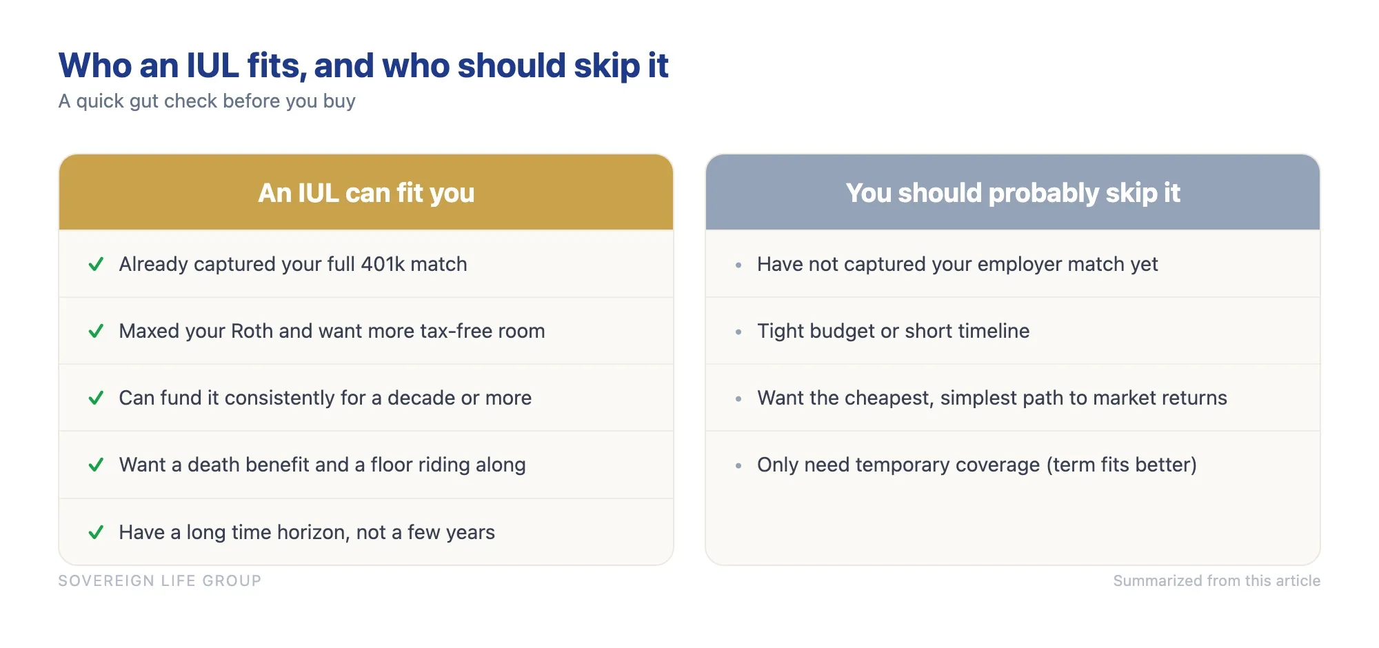Who IUL tax-free retirement income fits versus who should skip it