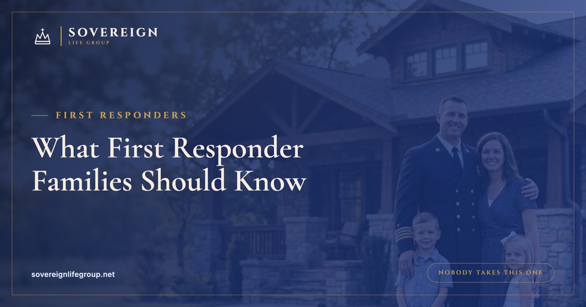 Life insurance for first responders: a police officer, firefighter, and paramedic with their families