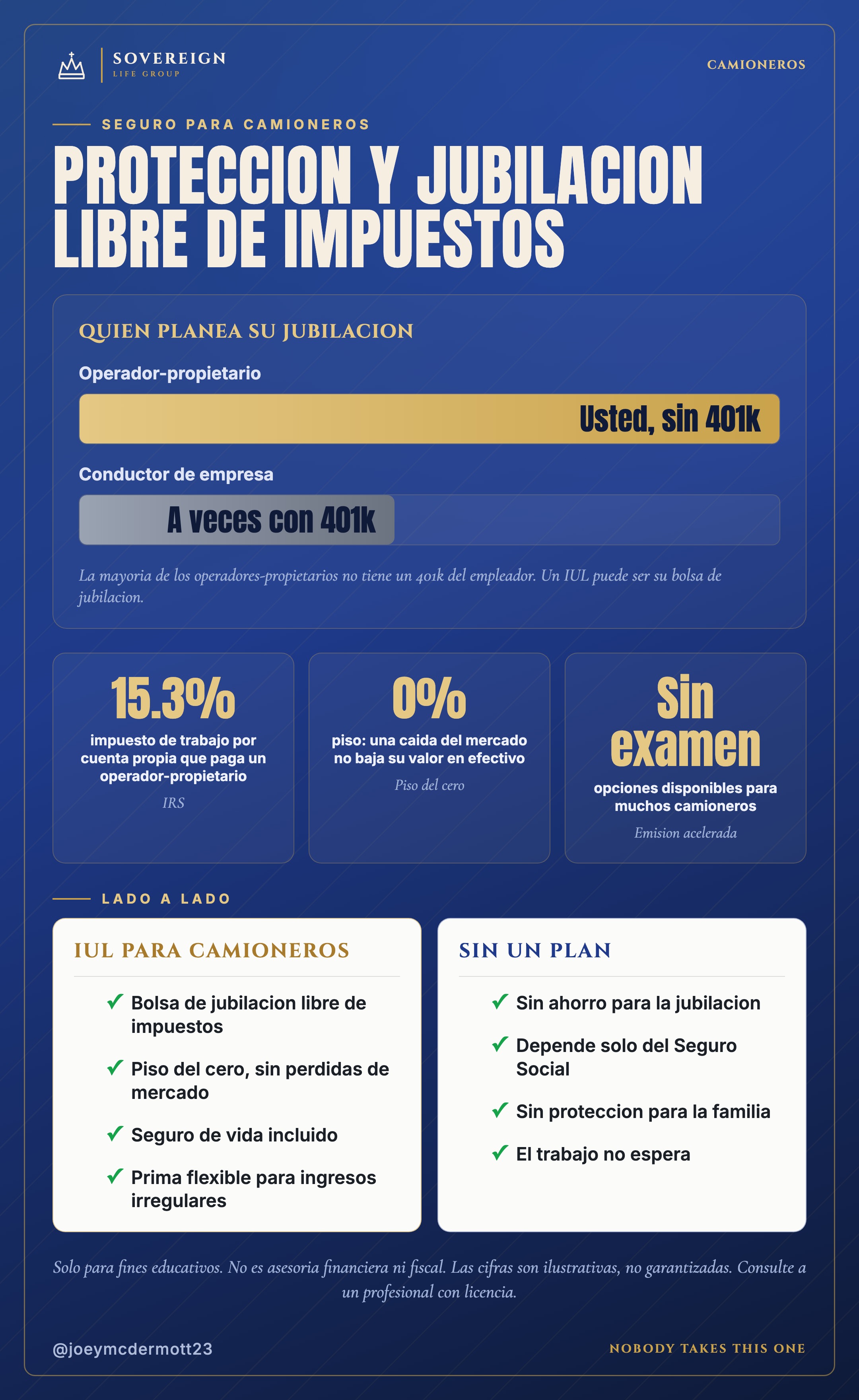 Seguro de vida para camioneros: jubilacion libre de impuestos con IUL para operadores-propietarios y comparacion lado a lado