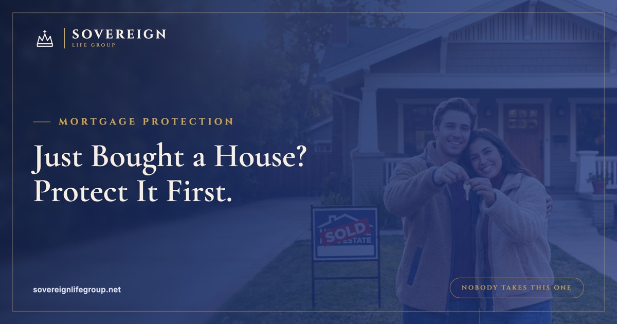 New homeowners standing outside their house thinking about life insurance after buying a house