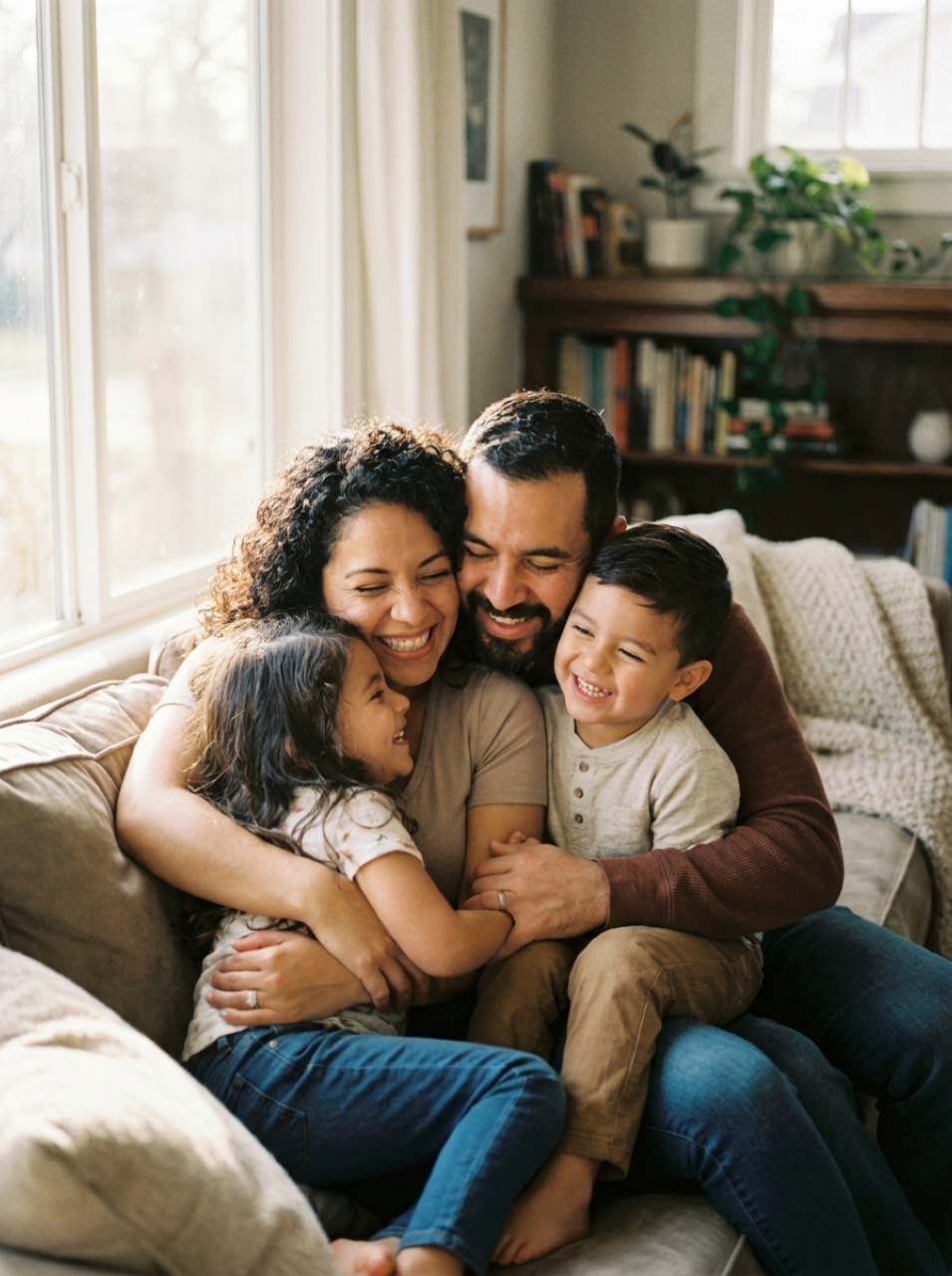 Una familia feliz reunida